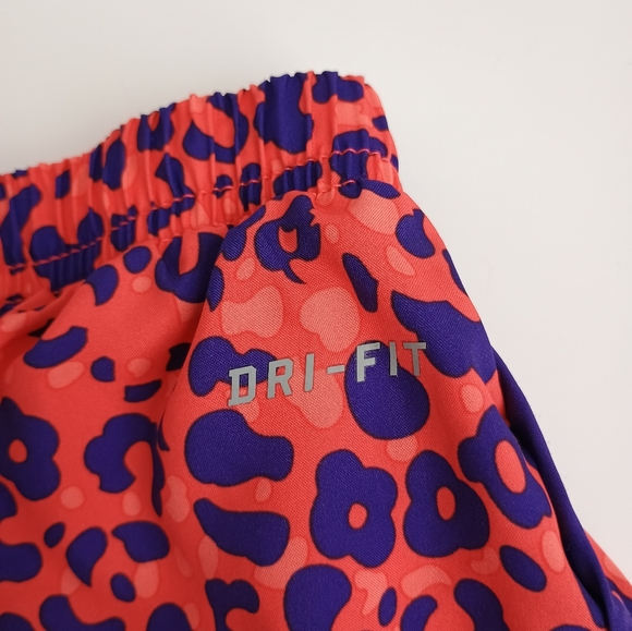 Womens NIKE Orange Purple Cheetah Print Running Shorts Sz M Tempo Athletic Lined - Picture 11 of 14